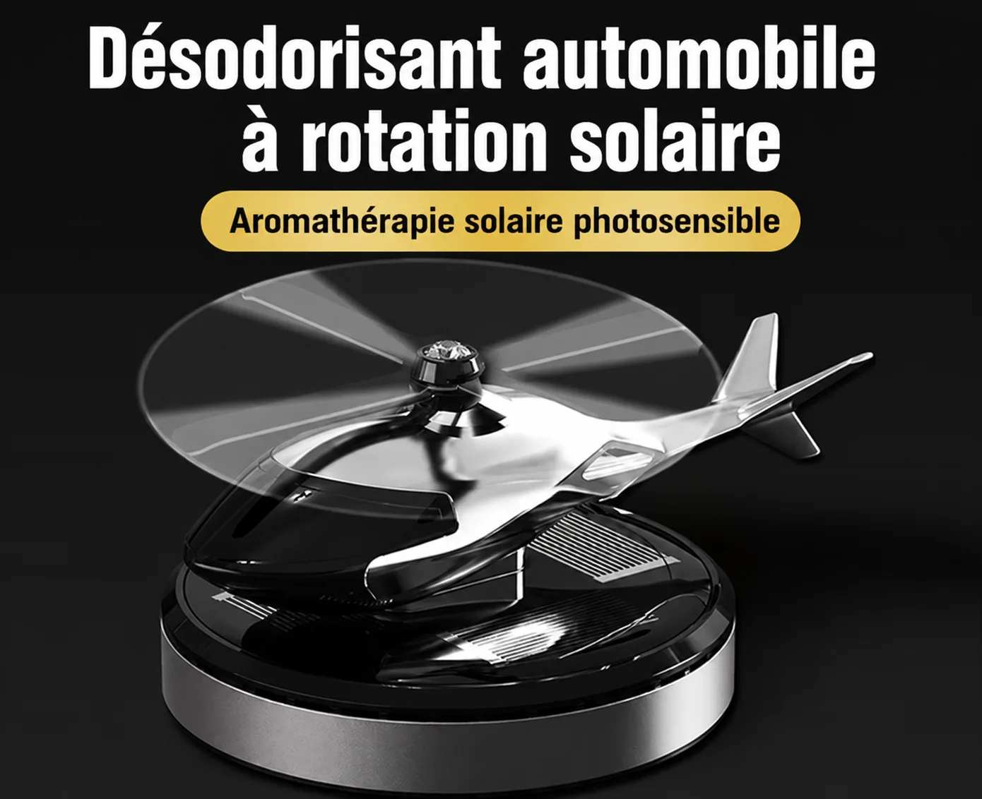 🚁 Désodorisant Hélicoptère Solaire pour Voiture 2