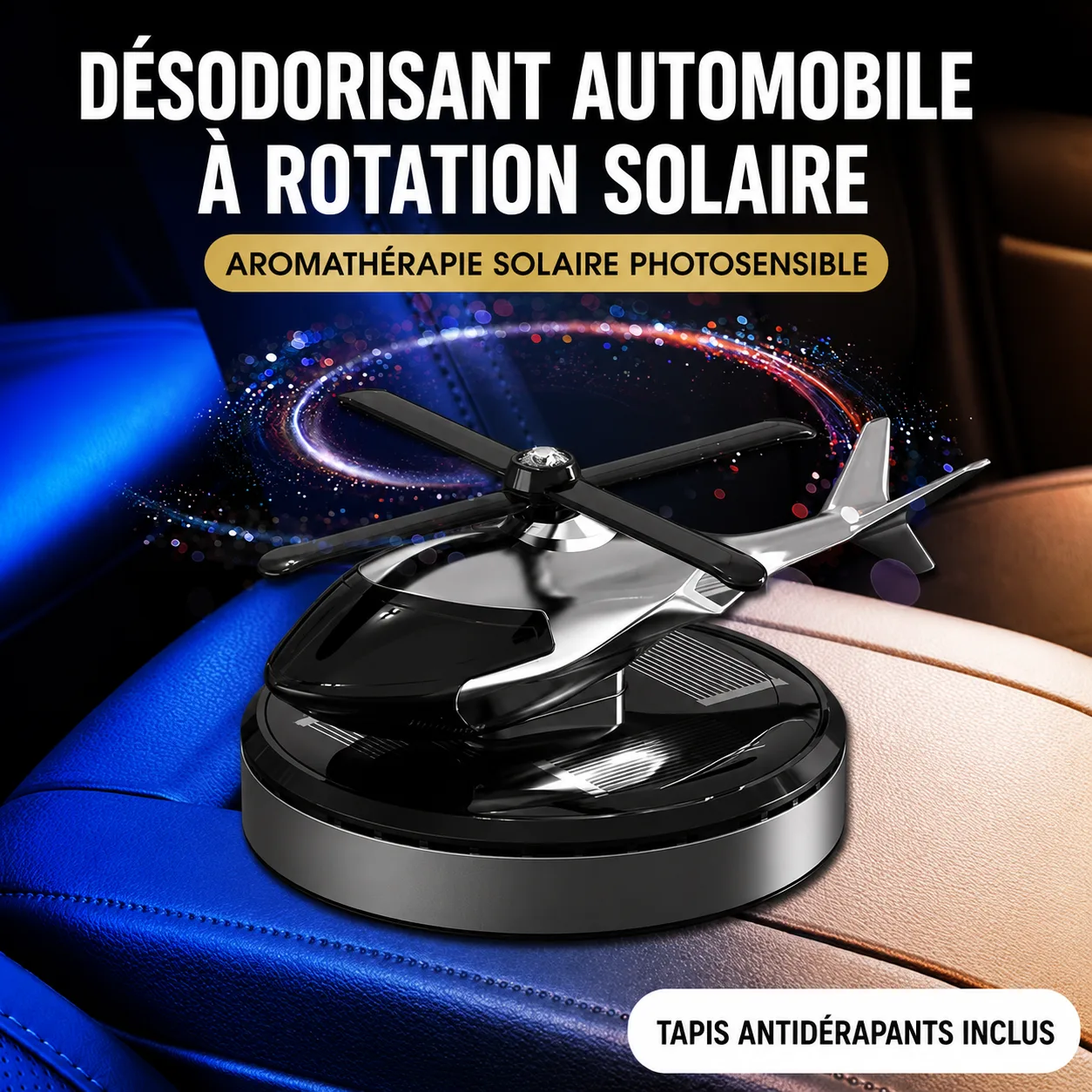 🚁 Désodorisant Hélicoptère Solaire pour Voiture 3